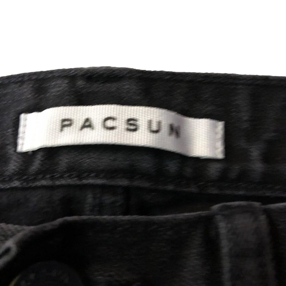 Pacsun Black Jeans Mens 32x32 Used Stacked Skinny Distressed Knees - Picture 15 of 16